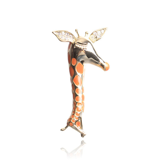 Grace1451 Giraffe brooch Hand-painted enamel , Multiple ways to wear - Grace1451 Enamel Jewellery