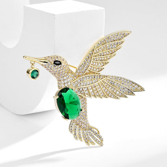 Grace1451 Luxury Hummingbird brooch , Multiple ways to wear - Grace1451 Enamel Jewellery