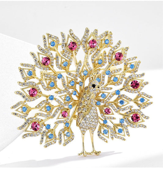 Grace1451 Peacock Spread His Tail brooch , Multiple ways to wear - Grace1451 Enamel Jewellery