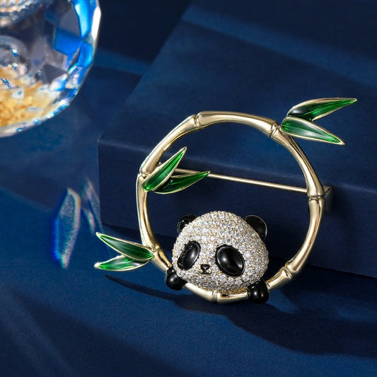 Grace1451 Bamboo Panda brooch Hand-painted enamel , Multiple ways to wear - Grace1451 Enamel Jewellery